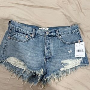 Free People we the free Distressed Blue Jean Shorts 26 NWT